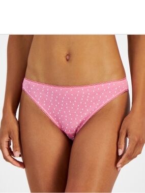 Charter Club everyday Cotton bikini underwear in Tiny Hearts Pink Large NWT.